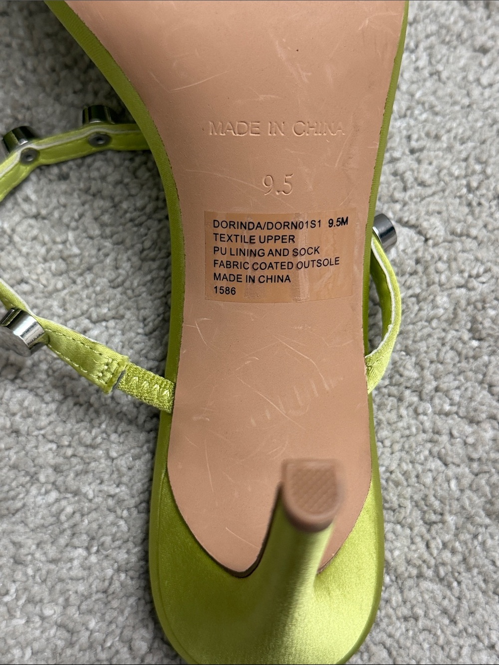 Steve Madden Dorina Satin Studded Heels Citron Neon Lime Green Size 9.5 - Picture 5 of 6